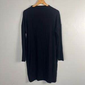 Eileen fisher black mock neck long sleeve dress size petite large
